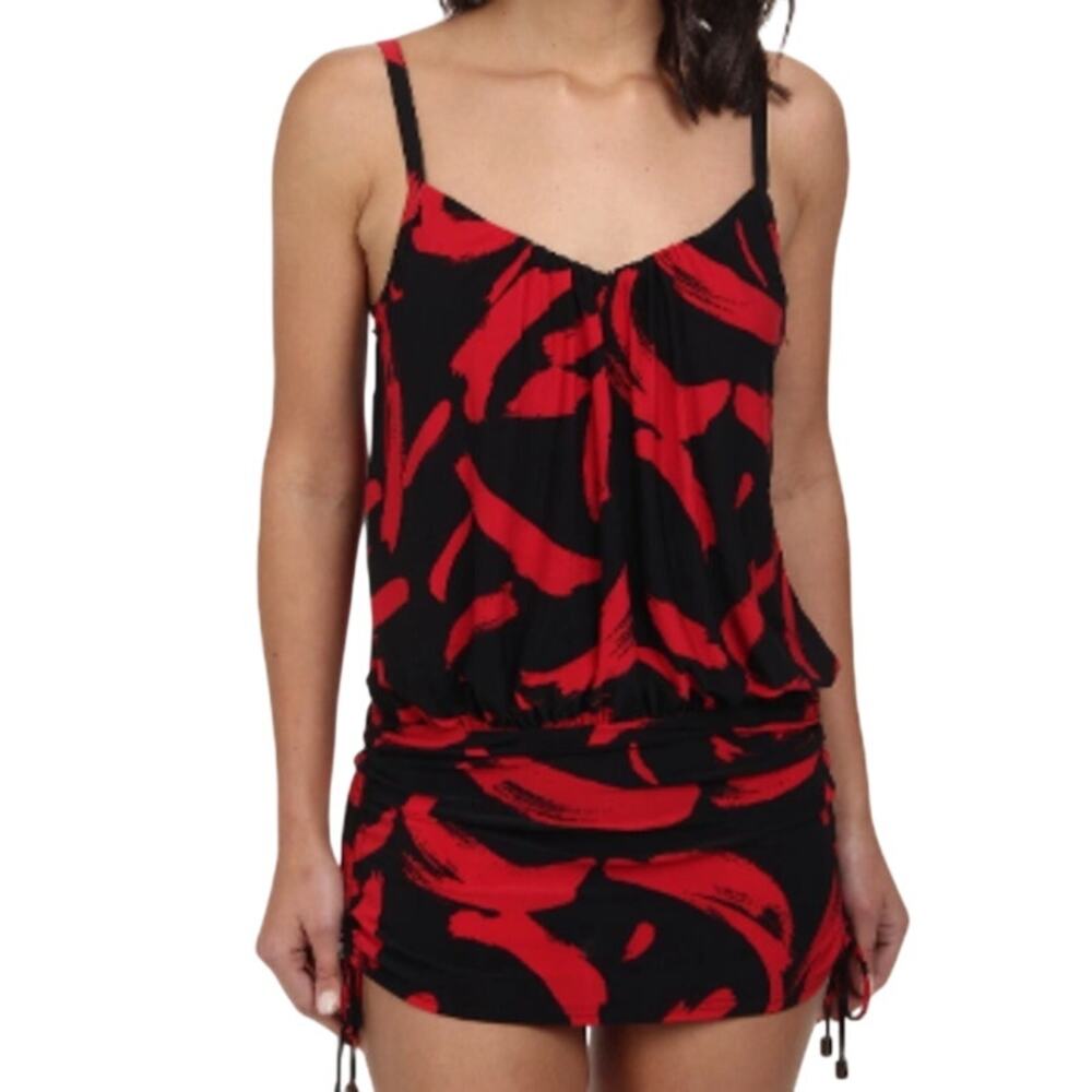 Miraclesuit Must Haves Swimsuit Black Red One Piece Womens 14